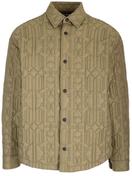 PALM ANGELS Quilted Nylon Overshirt for Men in Green - FW24 Collection