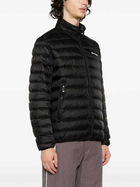 PALM ANGELS Men's Black Logo Padded Down Jacket for SS24