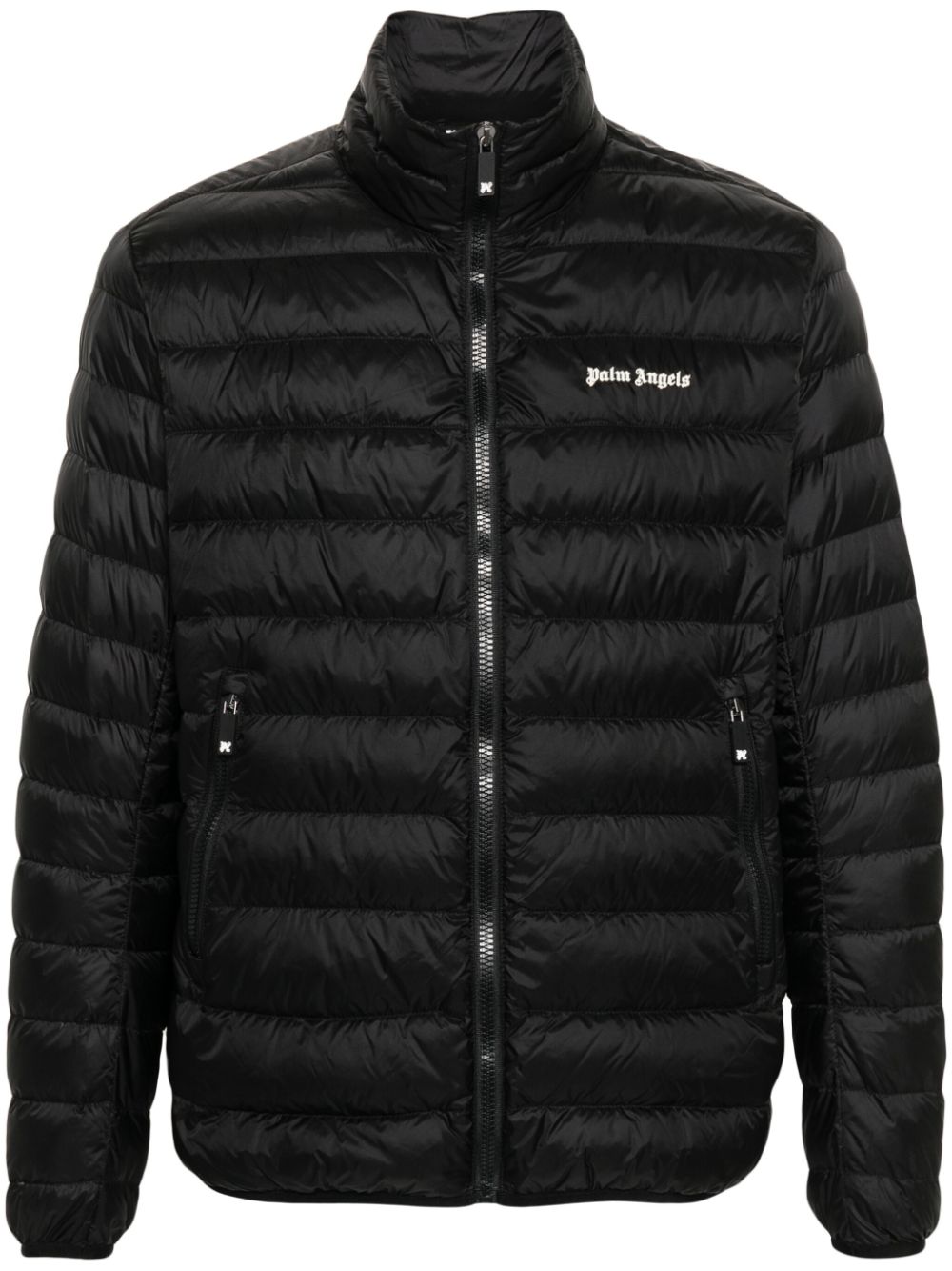 PALM ANGELS Lightweight Down Jacket with Embroidered Logo for Men - Black