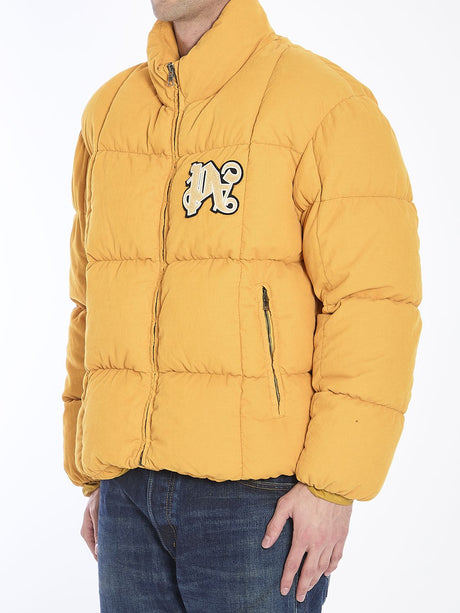 PALM ANGELS Corduroy Puffer Jacket with Monogram Patch - Regular Fit