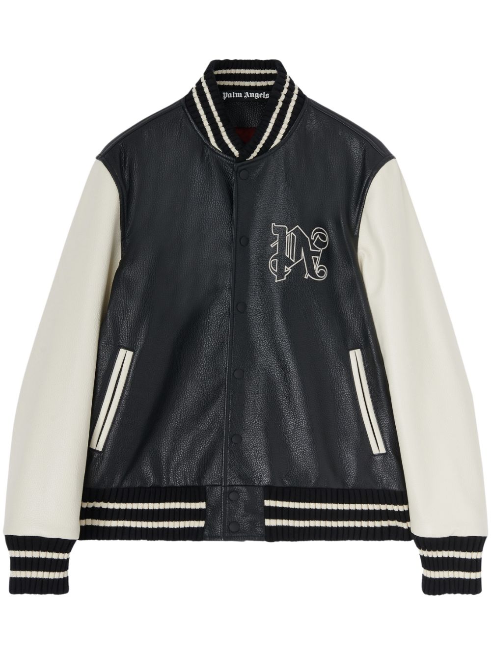 PALM ANGELS Two-Tone Leather Varsity Jacket - Men's Fashion FW23