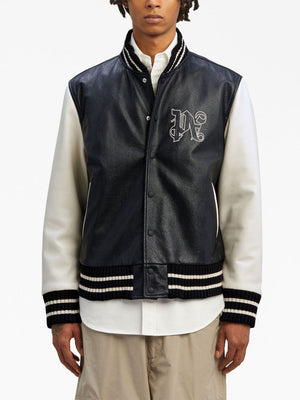 PALM ANGELS Two-Tone Leather Varsity Jacket - Men's Fashion FW23