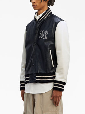 PALM ANGELS Two-Tone Leather Varsity Jacket - Men's Fashion FW23