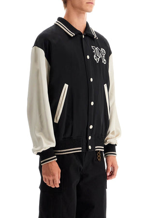 PALM ANGELS Urban Gothic Satin Varsity Jacket