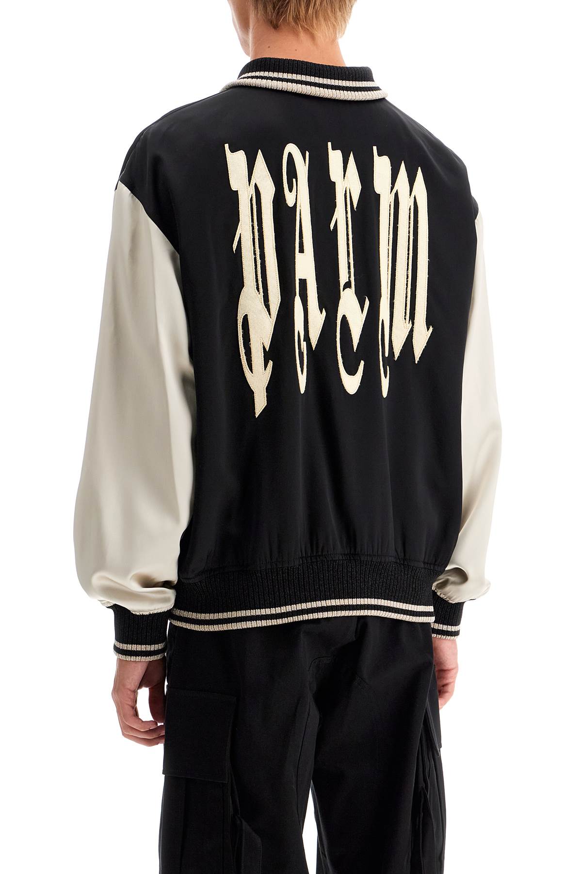 PALM ANGELS Urban Gothic Satin Varsity Jacket