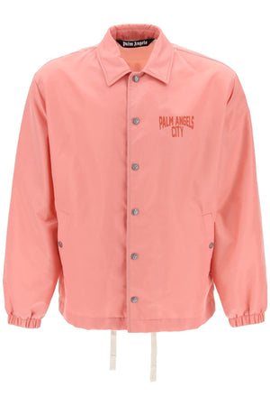 PALM ANGELS City Coach Jacket - Pink Nylon Twill