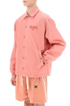 PALM ANGELS City Coach Jacket - Pink Nylon Twill