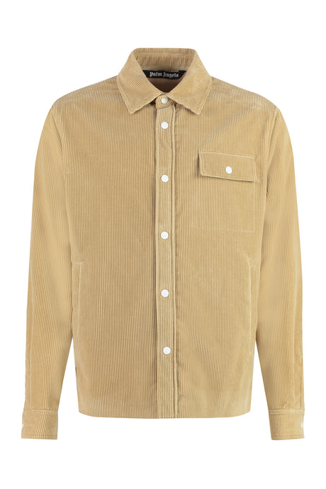 PALM ANGELS Men's Beige Cotton Overshirt for FW23