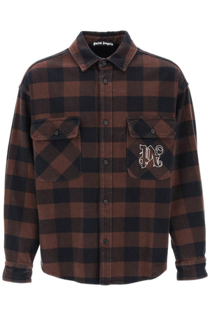 PALM ANGELS Men's Check Overshirt in Brown