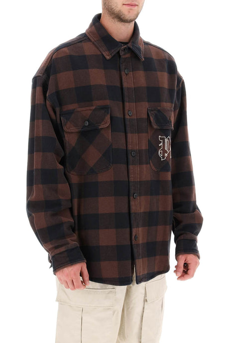 PALM ANGELS Men's Check Overshirt in Brown