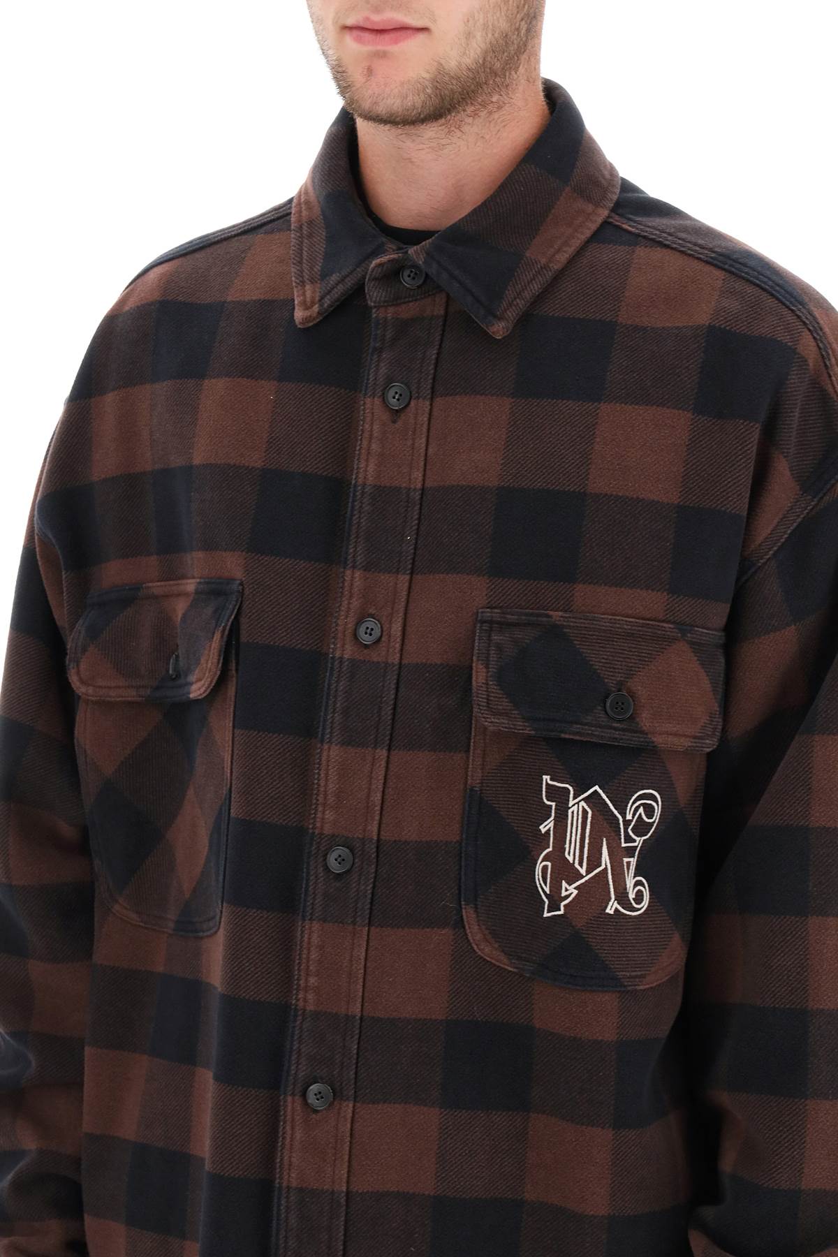 PALM ANGELS Monogram Print Cotton Overshirt