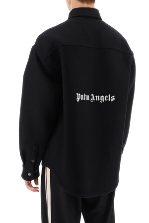 Oversized Black Wool Overshirt for Men by PALM ANGELS