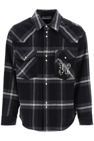 PALM ANGELS Checked Flannel Overshirt in Mixed Colors for Men