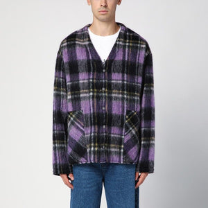 PALM ANGELS Violet Check Wool Overshirt Jacket for Men