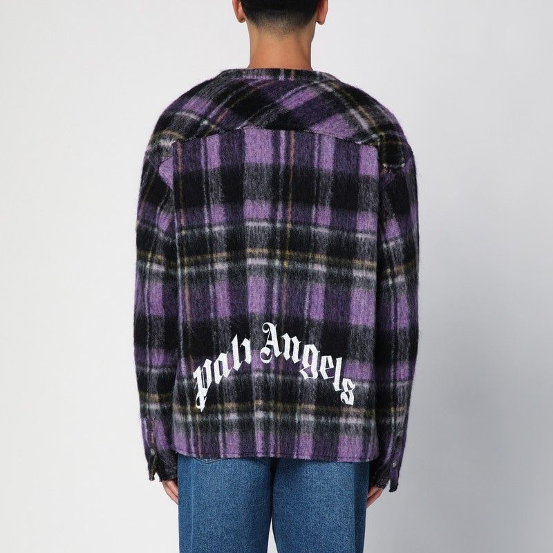 PALM ANGELS Violet Check Wool Overshirt Jacket for Men