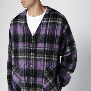 PALM ANGELS Violet Check Wool Overshirt Jacket for Men