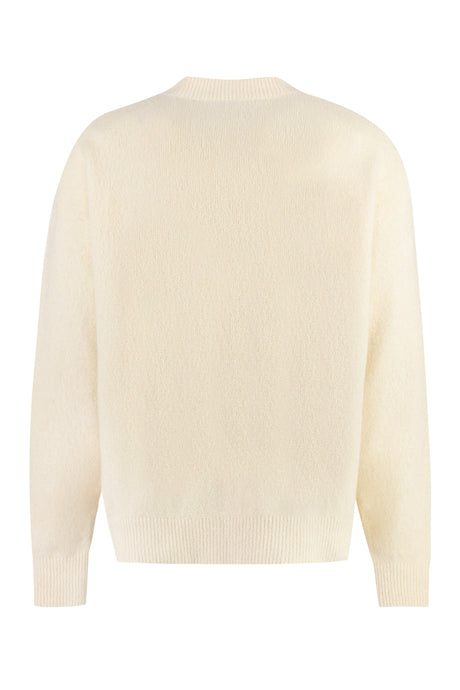 PALM ANGELS Mens White and Black Crew-Neck Sweater for FW23