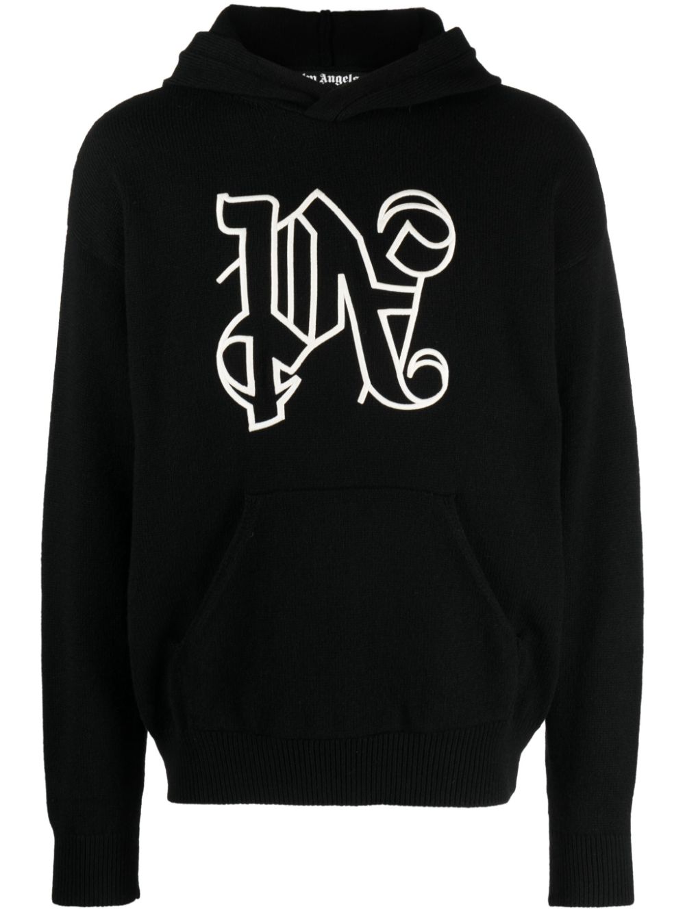 PALM ANGELS Monogram Knit Hoodie for Men - Black, SS24