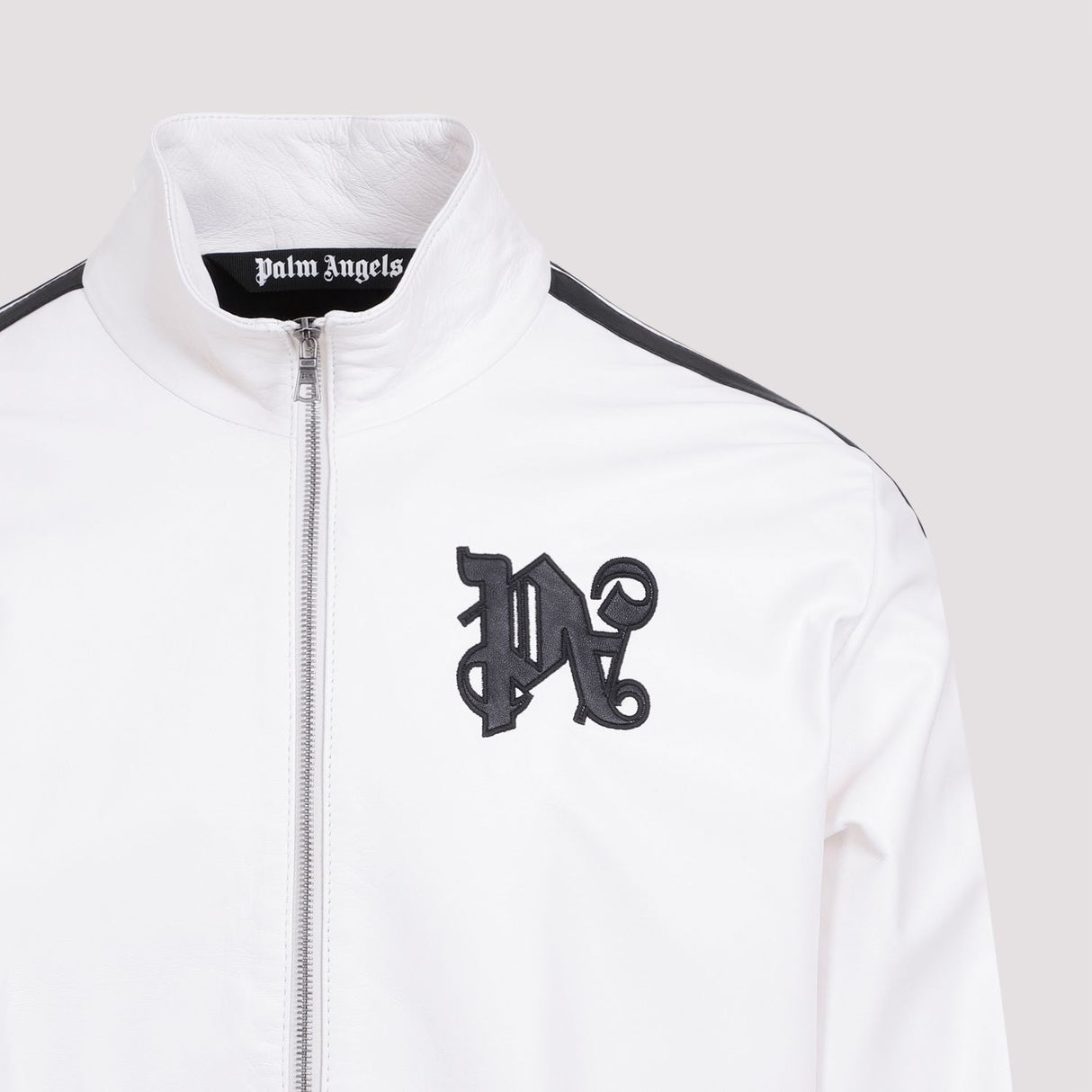 PALM ANGELS White Monogram Leather Jacket for Men - SS24 Collection