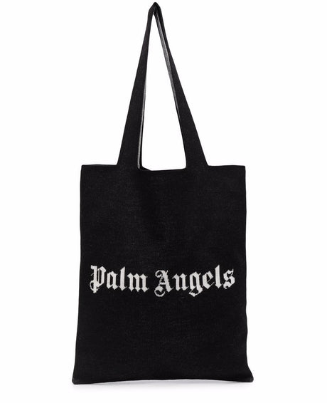 PALM ANGELS Chic Logo Knit Shopper Tote Handbag 40X34 CM