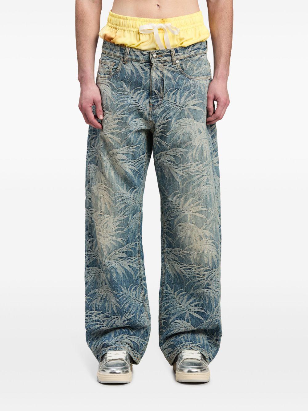 PALM ANGELS Indigo Wash Loose Fit Cotton Pants