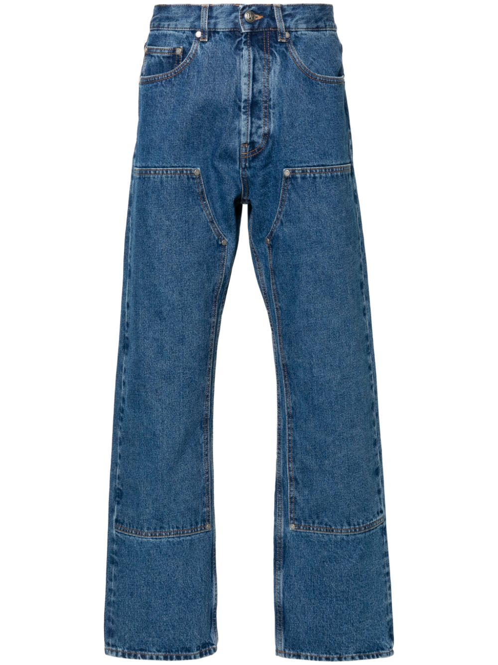 PALM ANGELS Blue Monogram Denim Jeans for Men