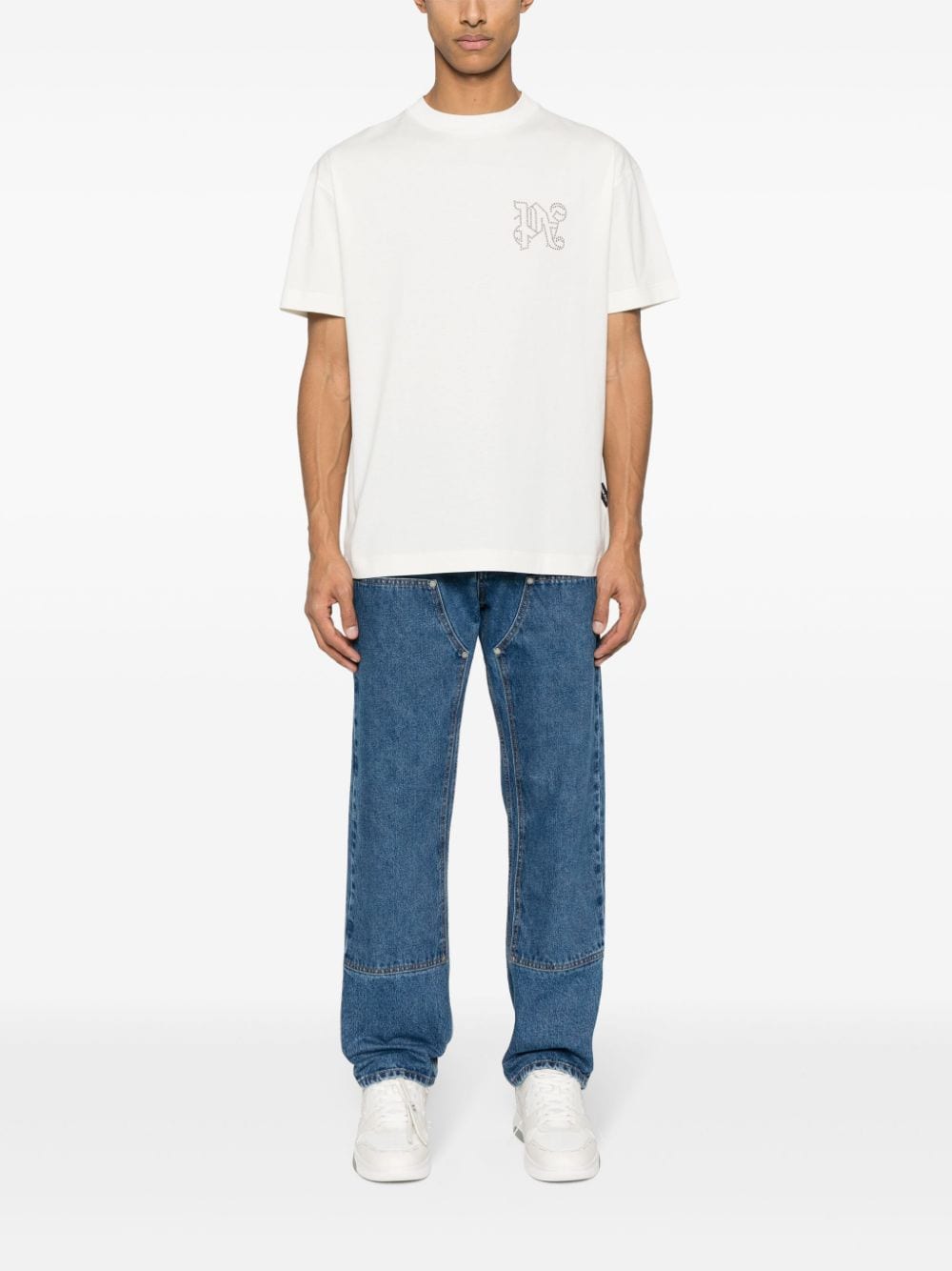 PALM ANGELS Monogram Denim Jeans - Mid Wash