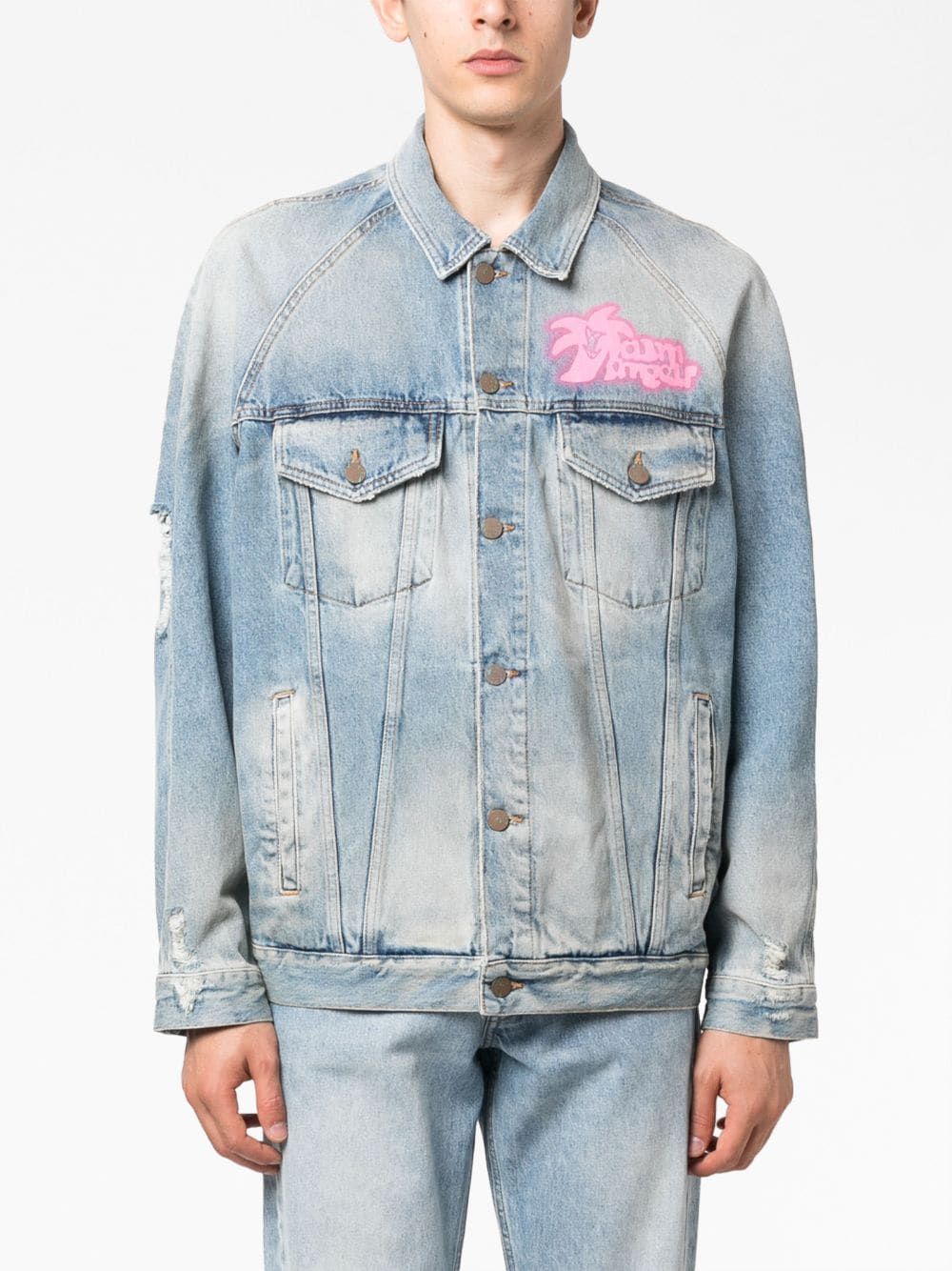 PALM ANGELS Graffiti-Print Denim Jacket for Men