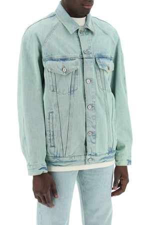 PALM ANGELS Men's Light Blue Denim Overdyed Jacket for SS24