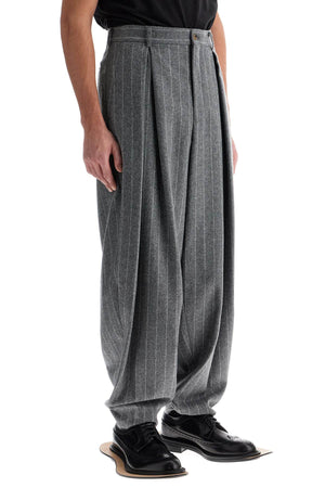 COMME DES GARÇONS HOMME PLUS Striped Wool Trousers - Wide Tapered Cut