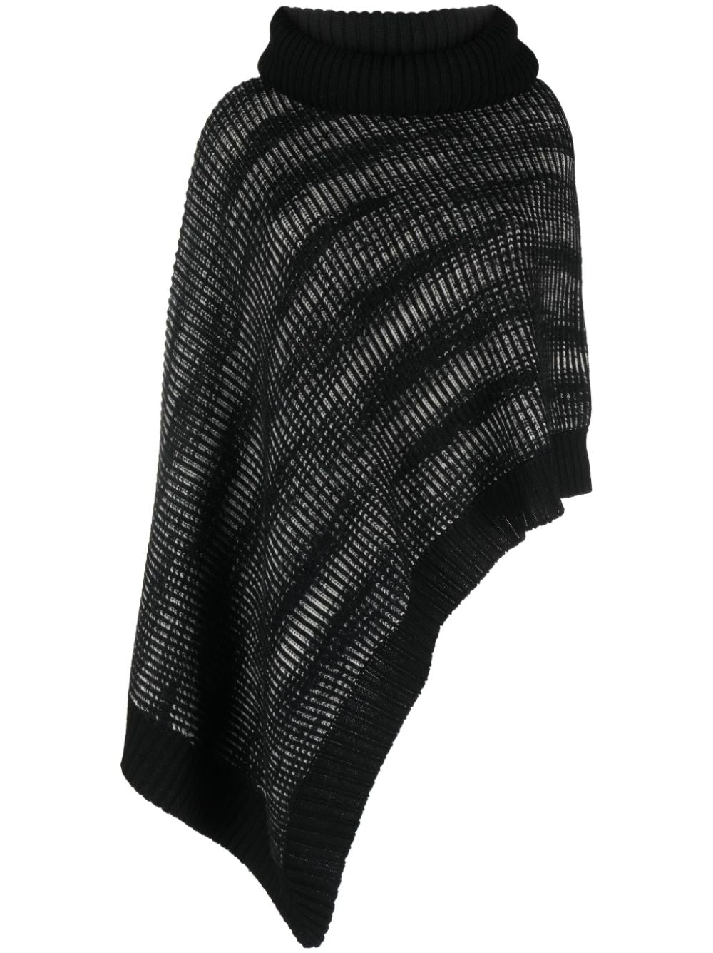 MISSONI Black Ribbed-Knit Wool Roll-Neck Cape for Women