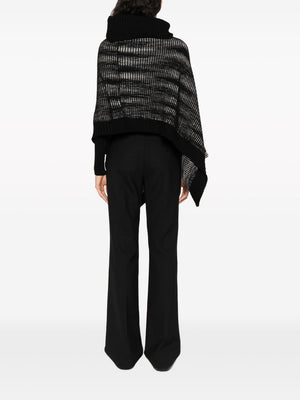 MISSONI Black Ribbed-Knit Wool Roll-Neck Cape for Women