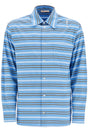 MARNI Light Blue Cotton Turtleneck Polo with Horizontal Stripes - SS25