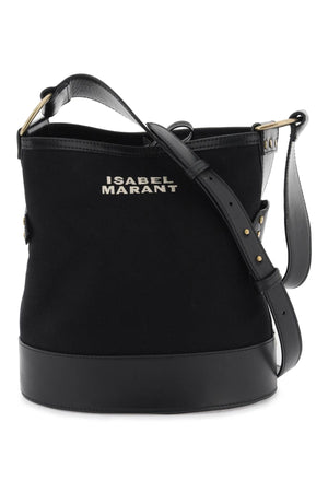 ISABEL MARANT Mini Cotton Canvas Shoulder Handbag with Leather Trims