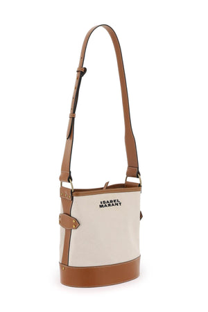 ISABEL MARANT Mini Cotton Canvas Shoulder Handbag with Leather Trims