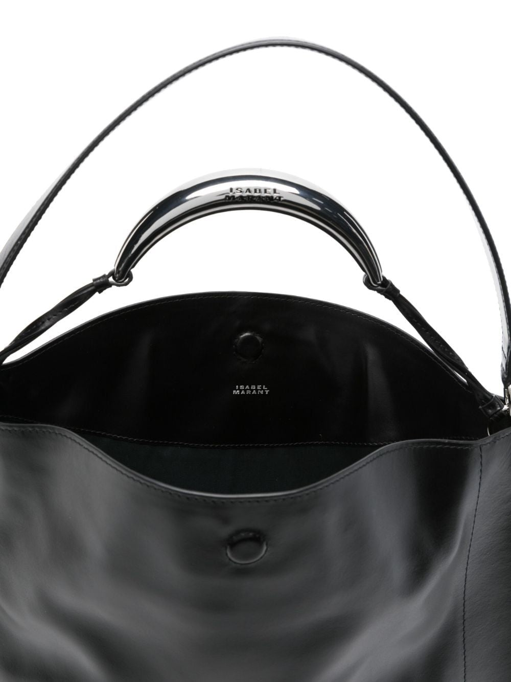 ISABEL MARANT Oskan Mini Hobo Handbag in Black and Silver