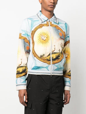 AMIRI Multicolor Varsity Jacket with Subtle Stripe Detailing and Landscape Frame Design