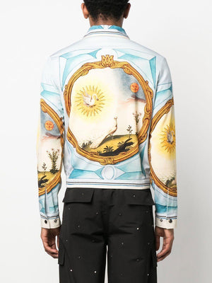 AMIRI Multicolor Varsity Jacket with Subtle Stripe Detailing and Landscape Frame Design