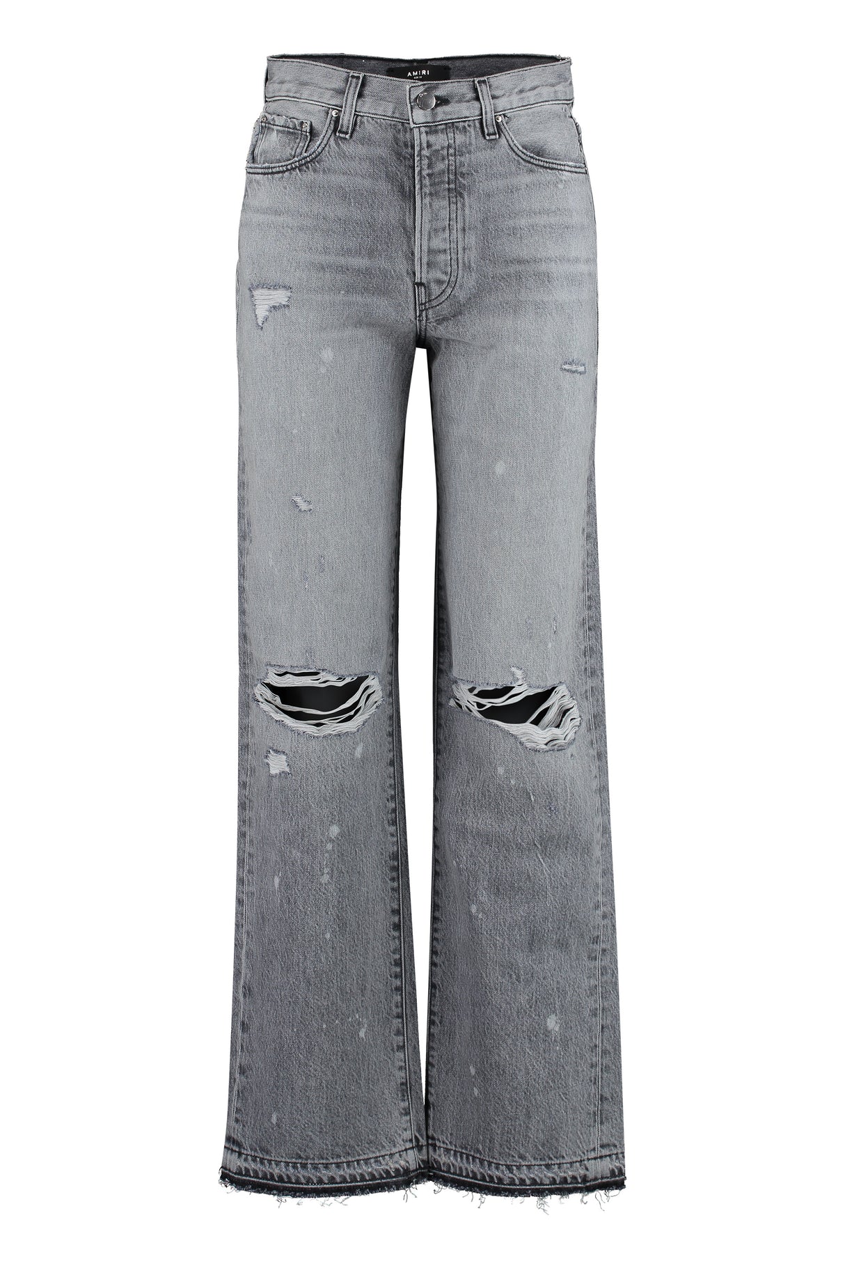 AMIRI Women's Distressed Grey Straight-Leg Jeans for SS23