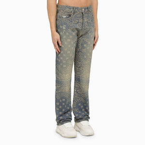 AMIRI Light Blue Regular Jeans with Bandana Motif for Men