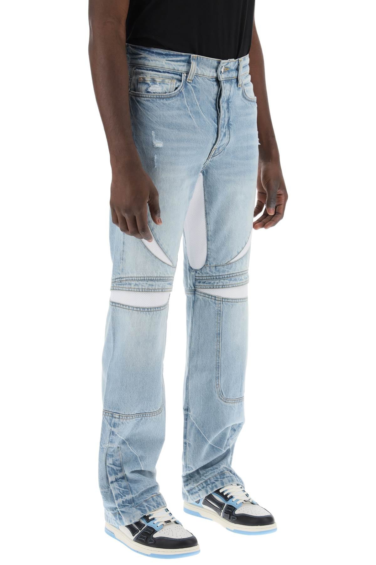 AMIRI Light Blue Straight Cut Mesh Insert Jeans for Men