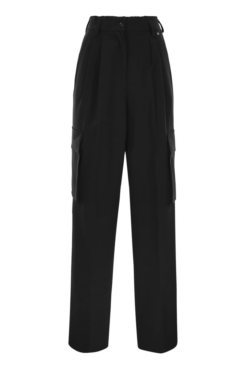 HERNO Soft Wool Wide Leg Cargo Pants