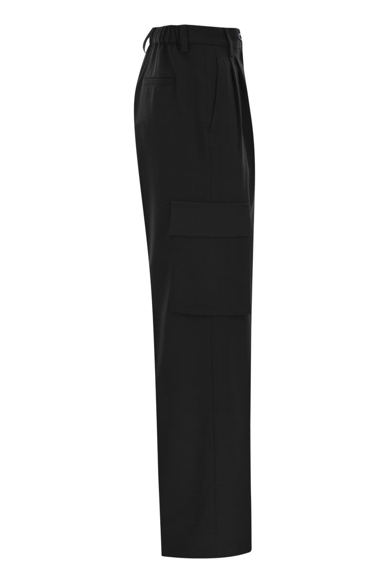 HERNO Soft Wool Wide Leg Cargo Pants