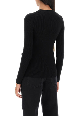ISABEL MARANT Black Wool Blend Ribbed Sweater for Women | FW23