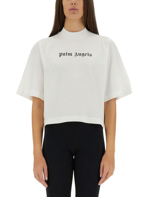 PALM ANGELS Cropped Logo T-Shirt for Women