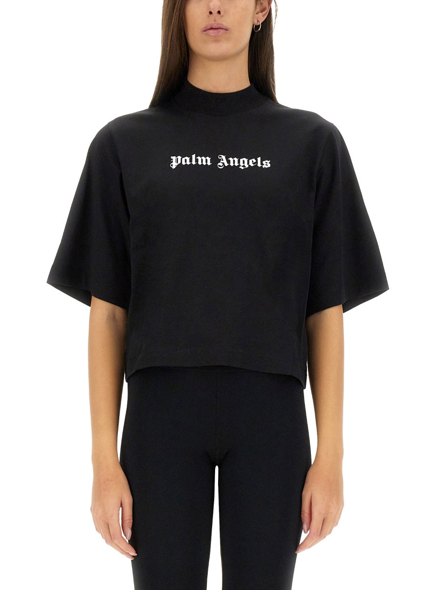 PALM ANGELS Cropped Logo T-Shirt for Women