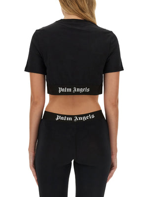 PALM ANGELS Cropped Logo Tee for Women - Size S