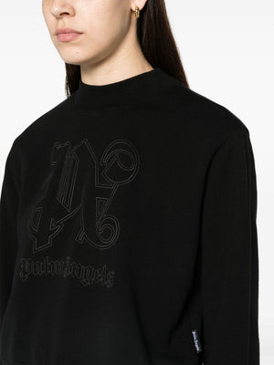 PALM ANGELS Black Plush Embossed Logo Knitwear for Women - SS24