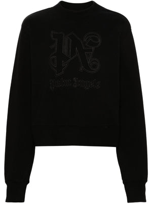 PALM ANGELS Black Plush Embossed Logo Knitwear for Women - SS24