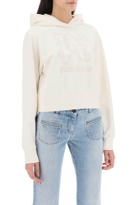 PALM ANGELS Monogram Embroidered Cropped Hoodie for Women's SS24 Season